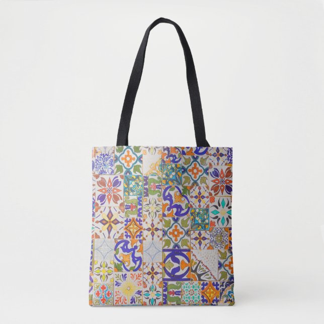 Bolsa Tote Azulejos Padrão Vintage Presente Portugal (Frente)