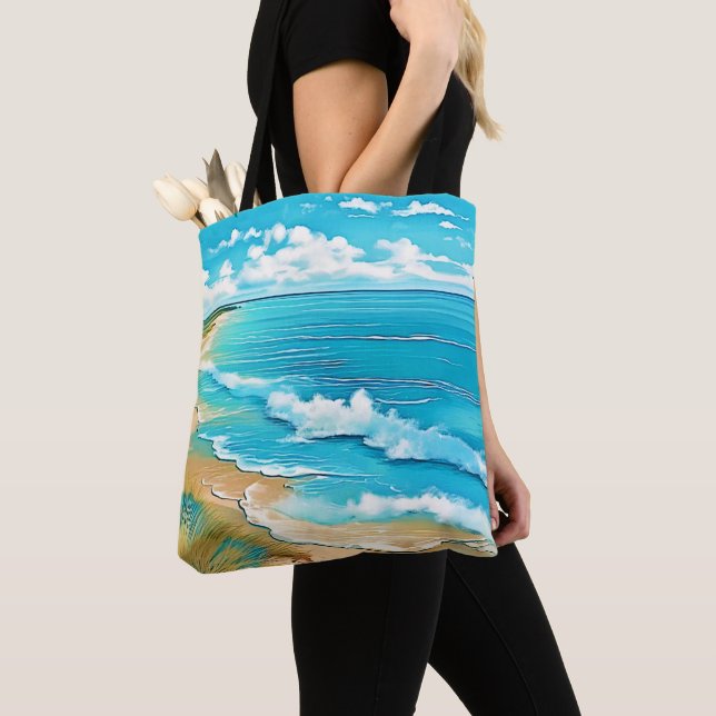 Bolsa Tote Azure Beach Calm Design (Close Up)