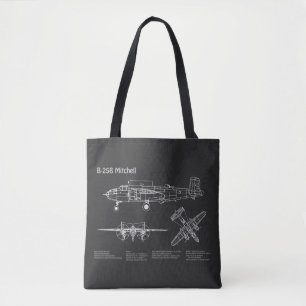 Bolsa Tote B-25B Mitchell Doolittle - PD de avião Blueprint