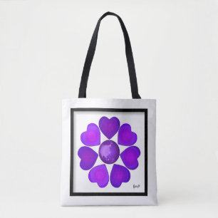 Bolsa Tote B&W Corações Roxos Batendo
