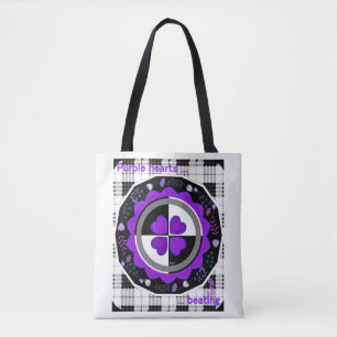 Bolsa Tote B&W Corações Roxos Batendo
