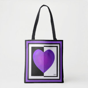 Bolsa Tote B&W Corações Roxos Batendo