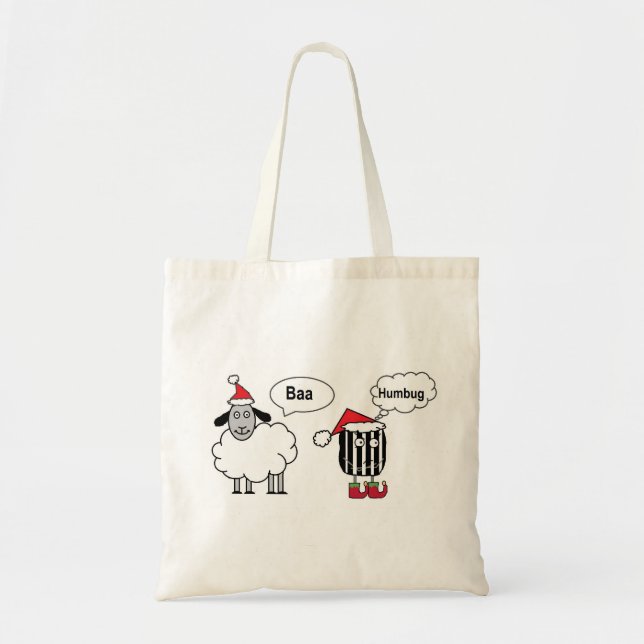Bolsa Tote Baa Humbug Funny Christmas Sheep Cartoon (Frente)