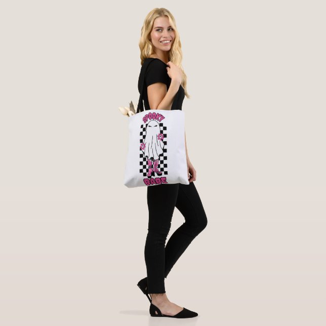 Bolsa Tote "Babe Louco" Mulher Fantasma de Halloween - Rosa R (No(a) Modelo)