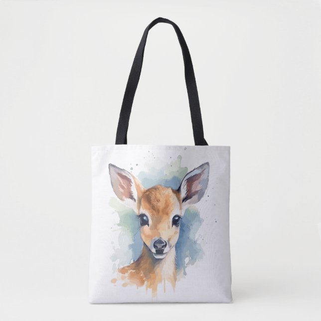 Bolsa Tote Baby Deer Watercolor (Frente)