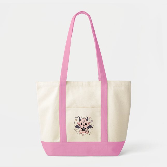 Bolsa Tote Baby Devil - Demônio Gótico Kawaii Pastel (Frente)