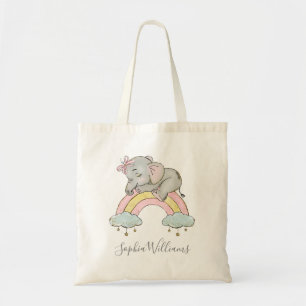 Bolsa Tote Baby Girl Elephant Watercolor Pink Personalizar