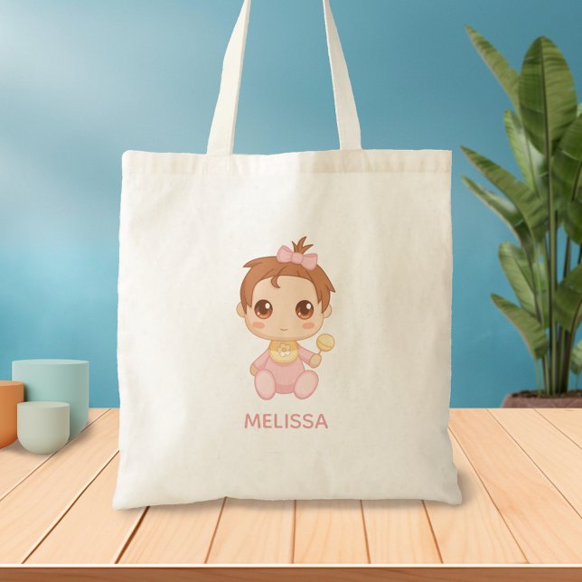 Bolsa Tote Baby Girl Pink Jumpcase Personalizado (Criador carregado)
