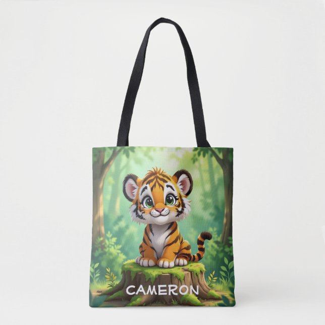 Bolsa Tote Baby Tiger | Cute Cartoon Kid's Nursery Art (Frente)