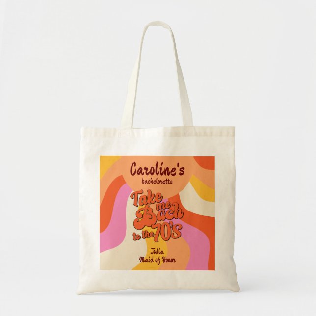 Bolsa Tote Bach à Bachelorette Sunset Retro Groovy, 70 (Frente)