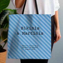 Bolsa Tote Bachelorette de Bridesmaid Striped Azul do Mediter