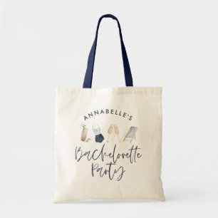 Bolsa Tote Bachelorette de coquetel azul-feminino moderno