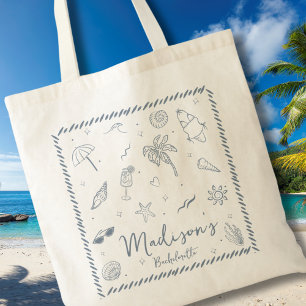 Bolsa Tote Bachelorette de Molas Costeiras Desenhadas à Mão