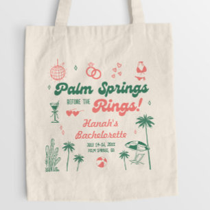 Bolsa Tote Bachelorette de Primavera de Palma Verde e Rosa Re