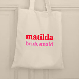 Bolsa Tote Bachelorette Mínimo Vermelho e Rosa de Bridesmaid