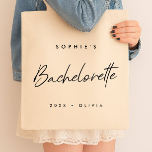 Bolsa Tote Bachelorette   Script Minimalista Modern Bridesmai