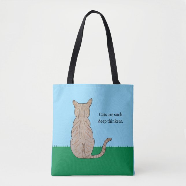 Bolsa Tote Back of Cat-Cats such deep thinkers (Frente)