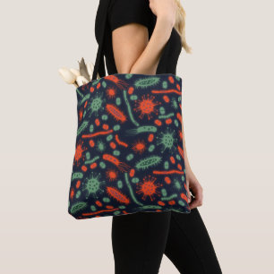 Bolsa Tote Bactéria Brilhante Microorganismo verde vermelho