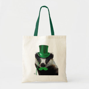 Bolsa Tote Badger com chapéu verde e bigode