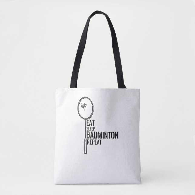 Bolsa Tote Badminton - Coma o Badminton do Sono Repetir (Frente)