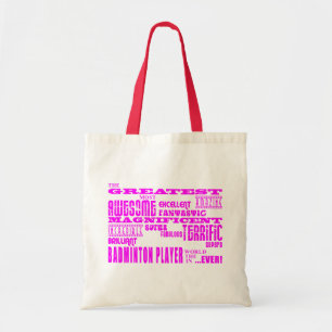 Bolsa Tote Badminton das meninas: Grande jogador cor-de-rosa