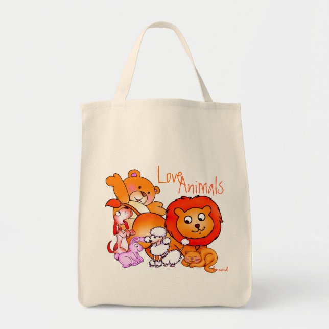 Bolsa Tote Bag de Animais de Amor (Frente)