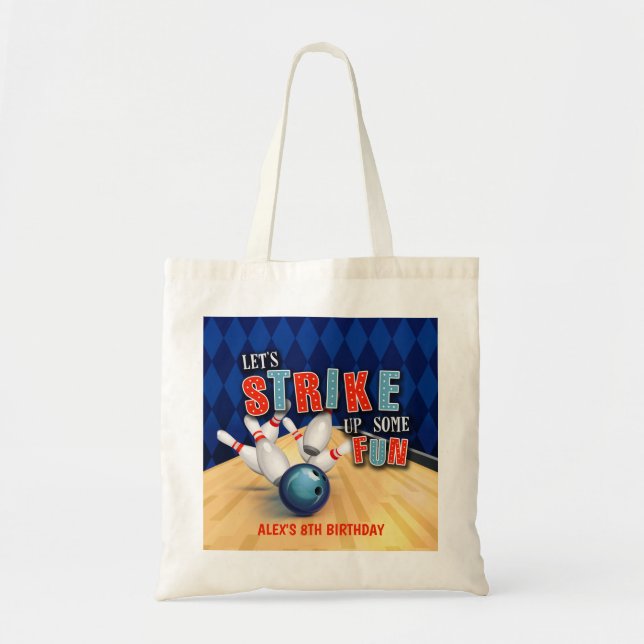 Bolsa Tote Bag de Aniversário da boliche (Frente)