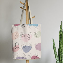 Bolsa Tote Bag de Arte de Linha Elegante Abstrato