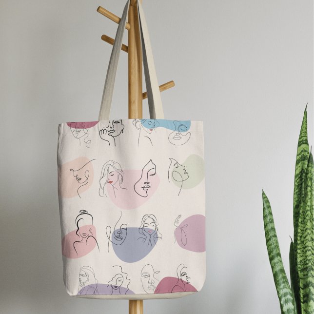 Bolsa Tote Bag de Arte de Linha Elegante Abstrato (Criador carregado)