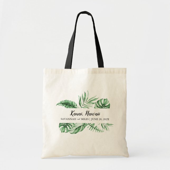 Bolsa Tote Bag de Boas-vindas de Destino de Palma Verde Tropi (Frente)
