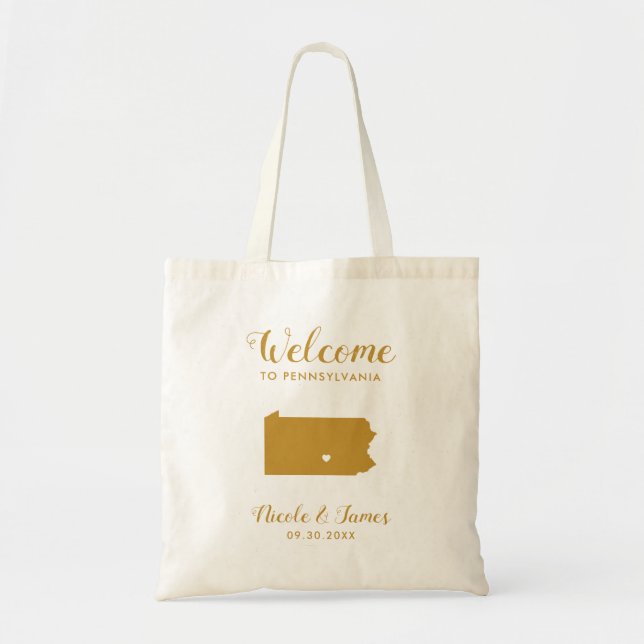 Bolsa Tote Bag de Boas-vindas do Casamento de Destino da Pens (Frente)