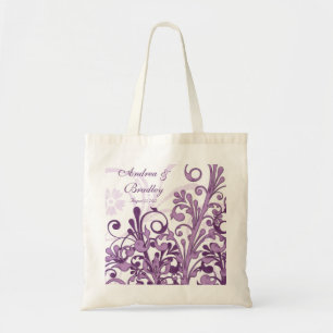 Bolsa Tote Bag de Boas-vindas do Casamento Floral Purple