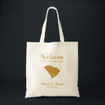 Bolsa Tote Bag de Boas-vindas do Mapa da Carolina do Sul, Dou<br><div class="desc">Saco de presentes de boas-vindas para convidados fora da cidade para o seu casamento,  apresentando a imagem da Carolina do Sul,  com o coração que você pode colocar no local exato. Preencha a bolsa com seus doces favoritos.</div>