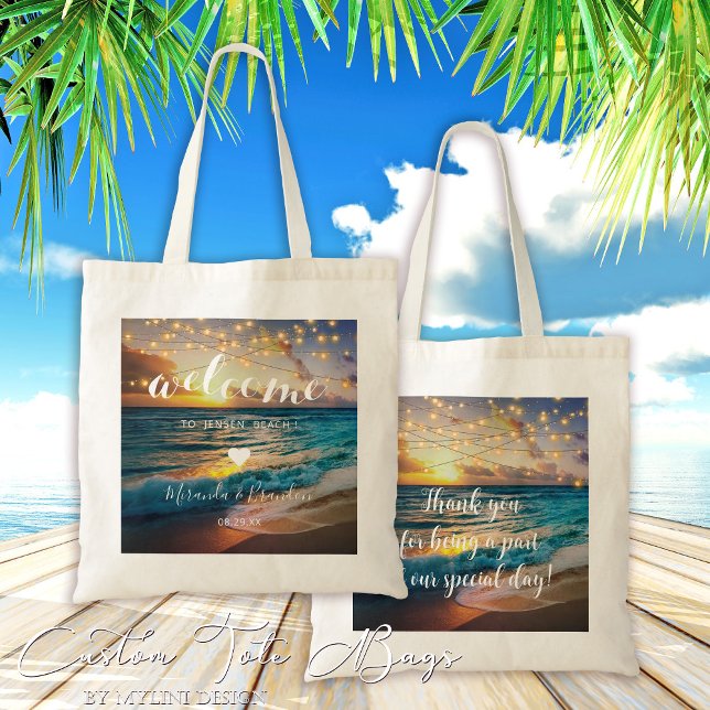 Bolsa Tote Bag de Boas-vindas do Sunset Beach Summer Elegante (Criador carregado)