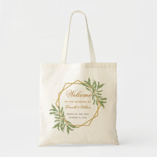 Bolsa Tote Bag de Boas-Vindas - Verde Geométrico Botânico