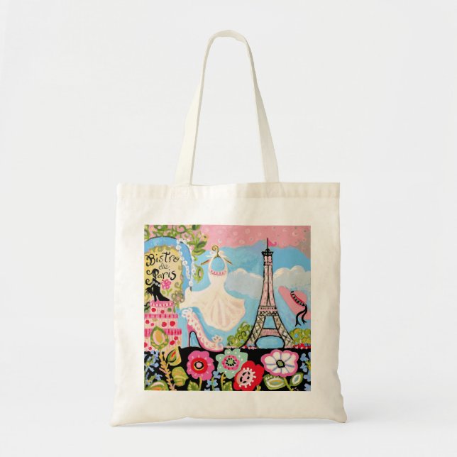 Bolsa Tote Bag de Colagem Torre Eiffel de Paris (Frente)