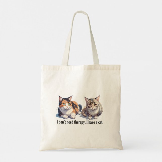 Bolsa Tote Bag de Design de Gato Engraçado e Adorável (Verso)