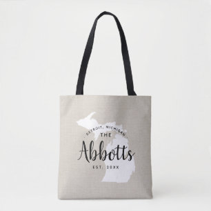 Bolsa Tote Bag de Estado do Monograma da Família Michigan