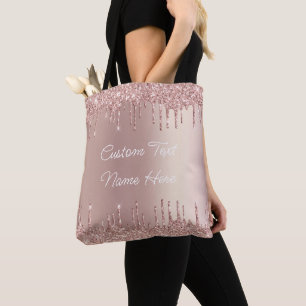 Bolsa Tote Bag de ferramenta brilhante com rosa Dourada Blush