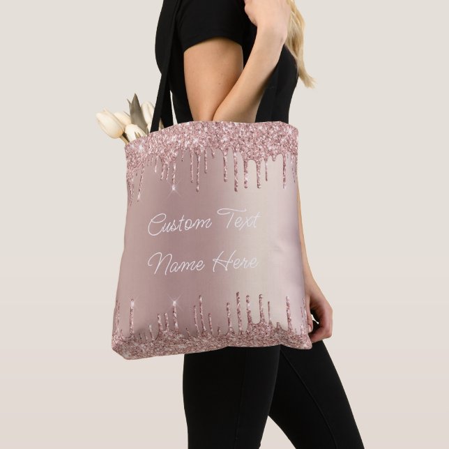 Bolsa Tote Bag de ferramenta brilhante com rosa Dourada Blush (Close Up)