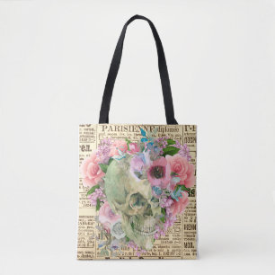 Bolsa Tote Bag de Impressão do crânio Padrão Único Belo