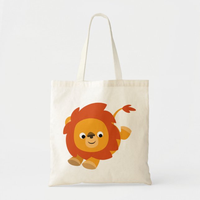 Bolsa Tote Bag de Leão de Cartoon Perky (Frente)