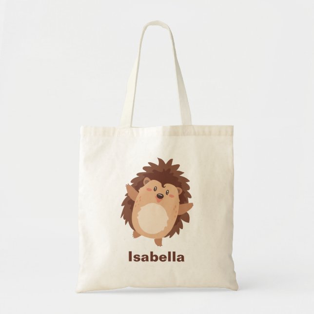 Bolsa Tote Bag de mercado personalizável de Hedgehog adorável (Frente)