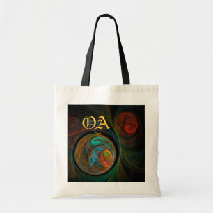 Bolsa Tote Bag de Monograma de Abstrato Azul de Renovação