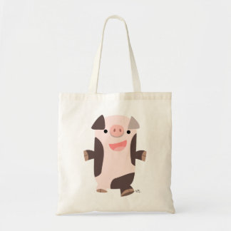 Bolsa Tote Bag de porco sorridente de desenho animado