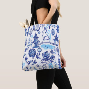 Bolsa Tote Bag de Toia Chinoiserie Azul e Branco