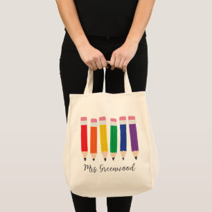 Bolsa Tote Bag de Toques Personalizados com Lápis de Cute