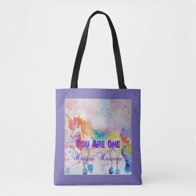Bolsa Tote Bag de Tota de Cor de Água do Arco-Íris Bastante B (Frente)