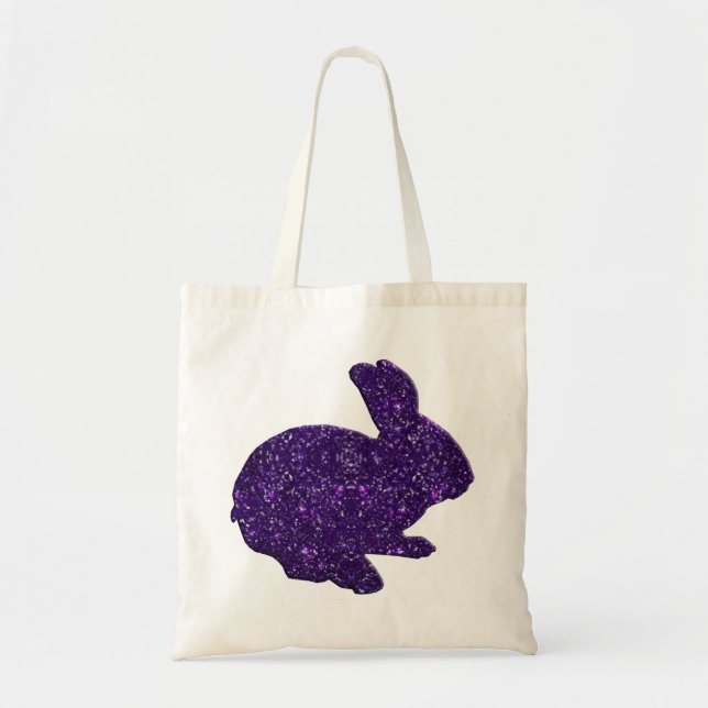Bolsa Tote Bag de Tote de Coelho da Páscoa com Largura Roxa (Frente)