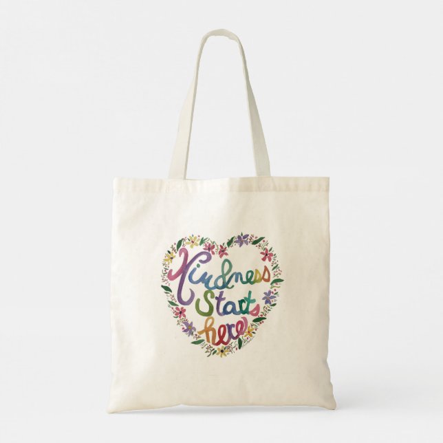 Bolsa Tote Bag de Tote de Coração com Aquarela (Verso)